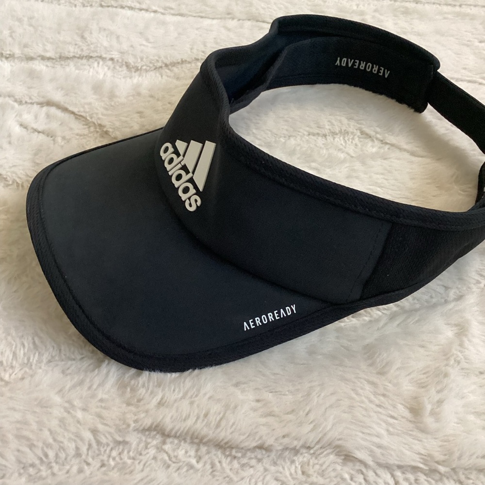 Adidas Black Visor Hat Aeroready Adjustable Athletic Running Sports Cap - Picture 2 of 6